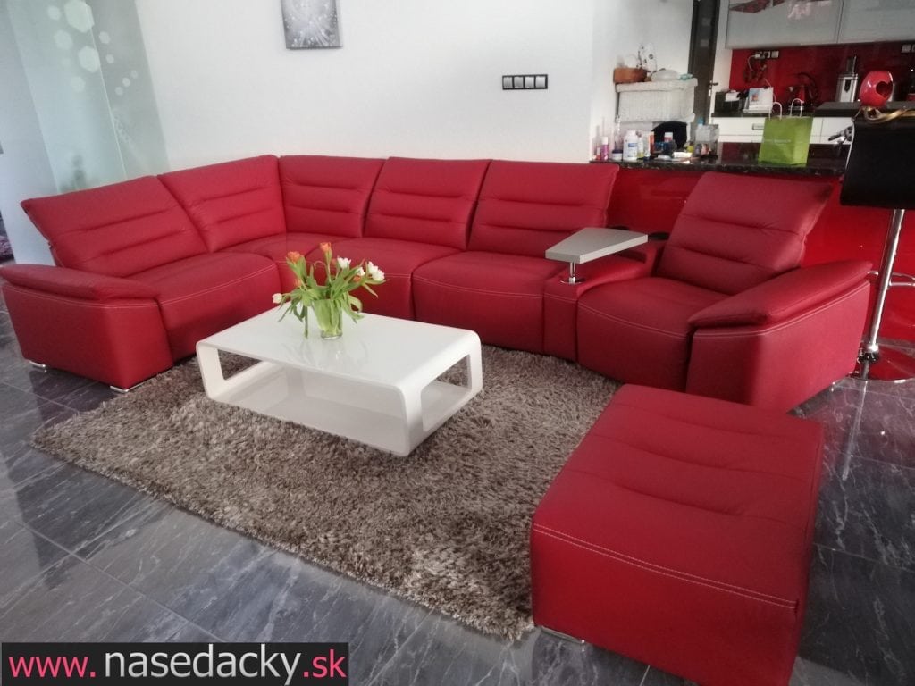 Sedačka Aragona v červene koži